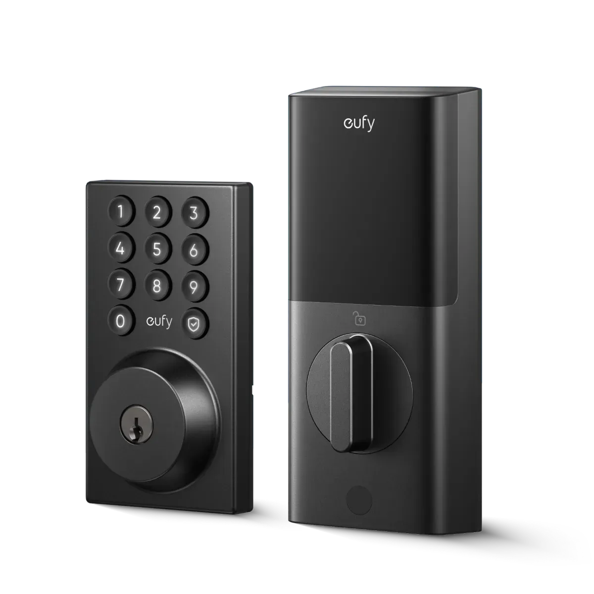 eufy Smart Lock C30, clavier extérieur à touches physiques et boîtier intérieur à molette, en noir