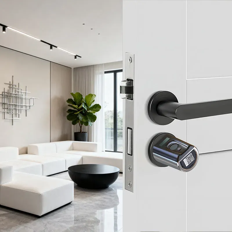 Welock Touch41 posé sous la poignée d'une porte intérieure blanche